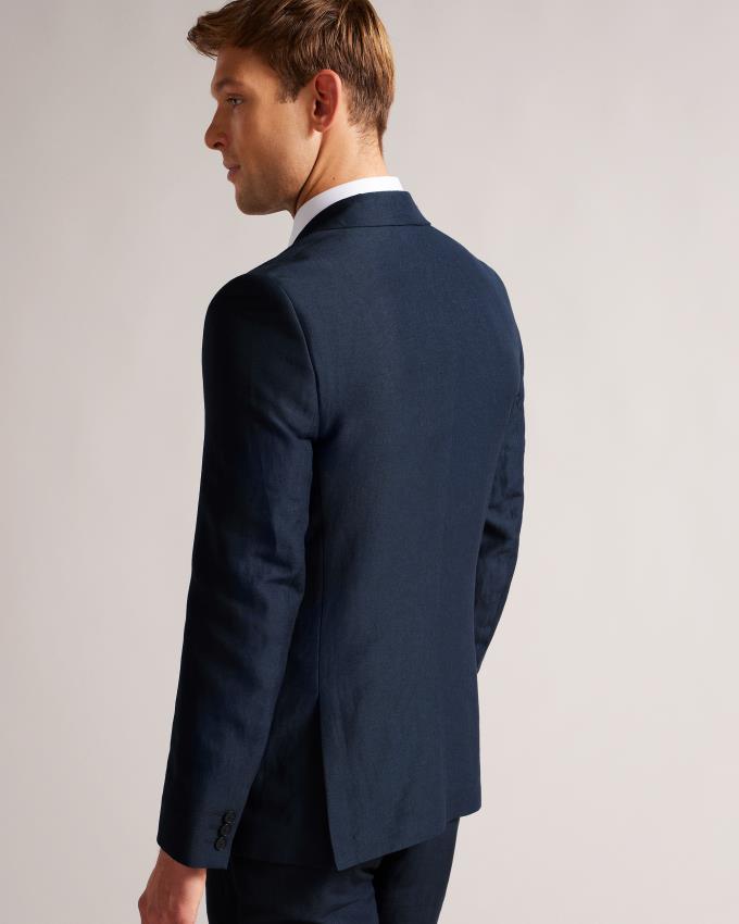 Blazer Ted Baker Wool And Linen Bleu Marine Homme | TOG-14661426